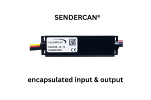 Image of Sendercan's encapsulated input and output module showcasing its compact design and functionality